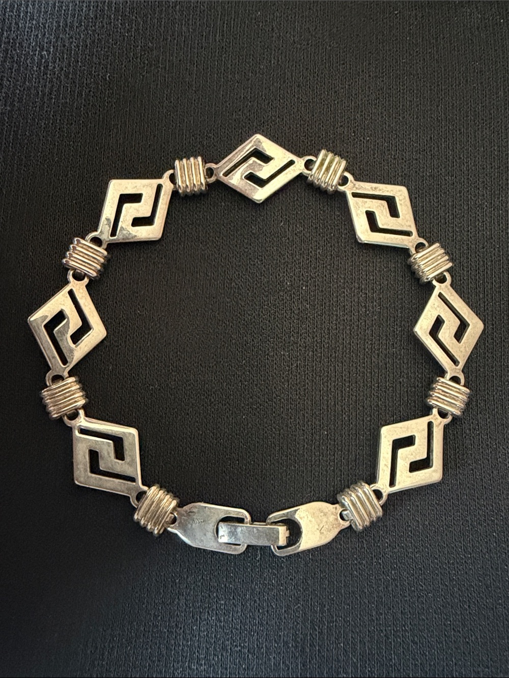Vintage 925 sterling silver mid century modern fancy link bracelet 7.5”